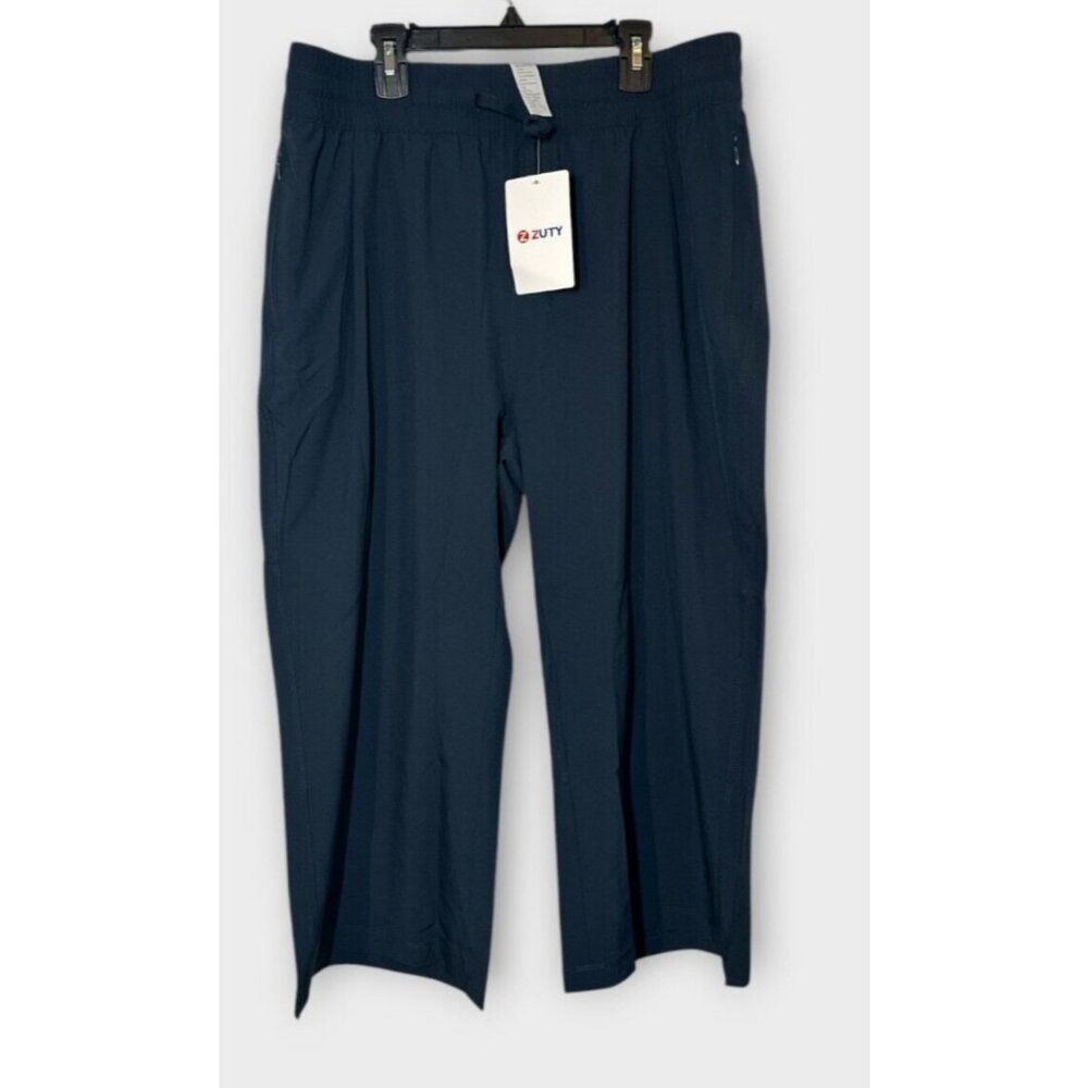NEW ZUTY Womens XL Cropped Pants UPF 50 Pockets Navy Athleisure Casual Active‎